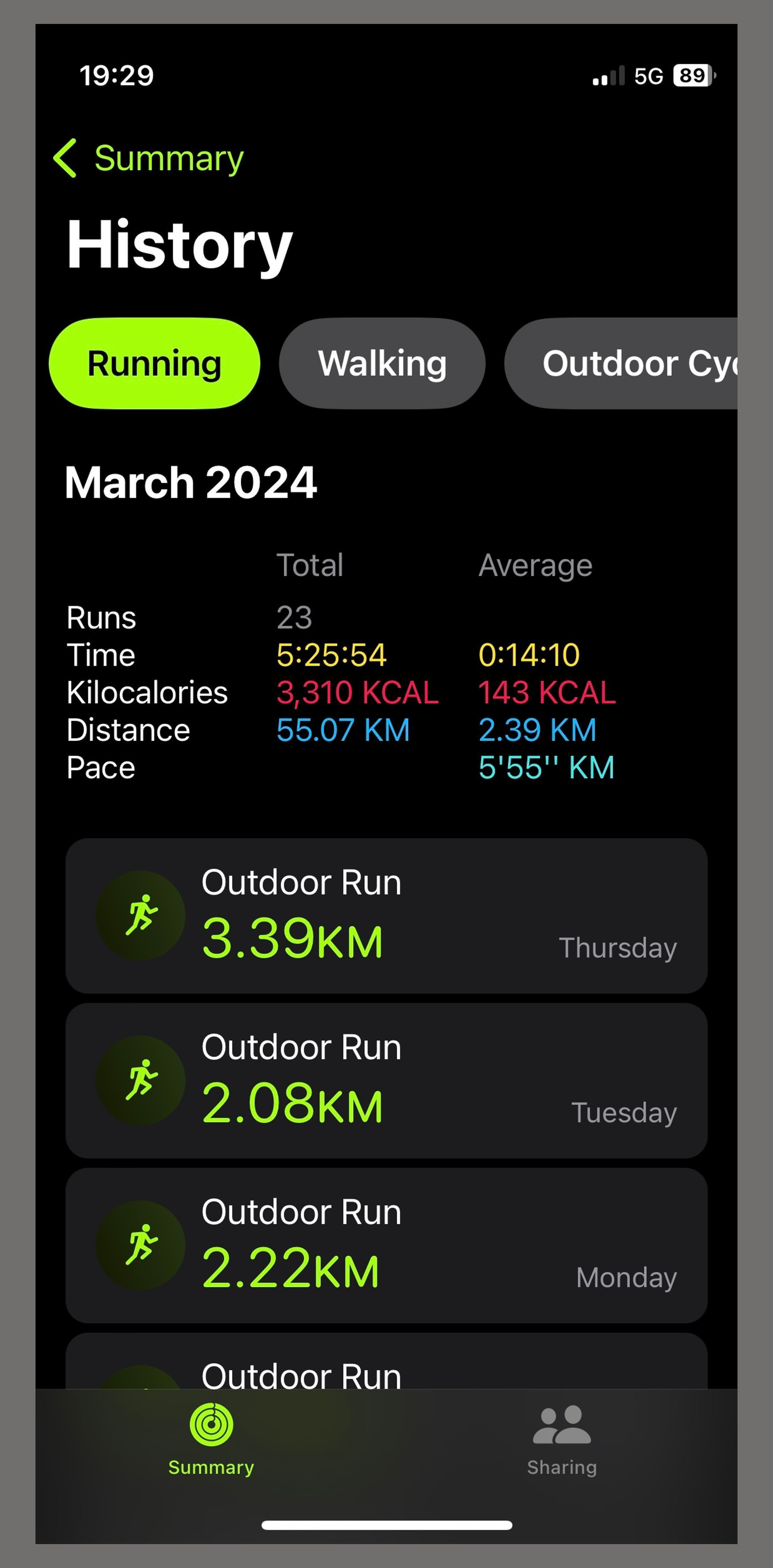 一些跑步记录. 三月份跑了50km. 